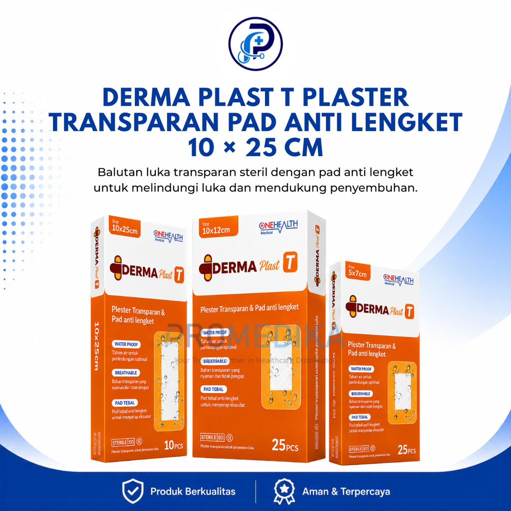 DERMA PLAST T PLASTER TRANSPARAN PAD ANTI LENGKET 10 × 25 CM