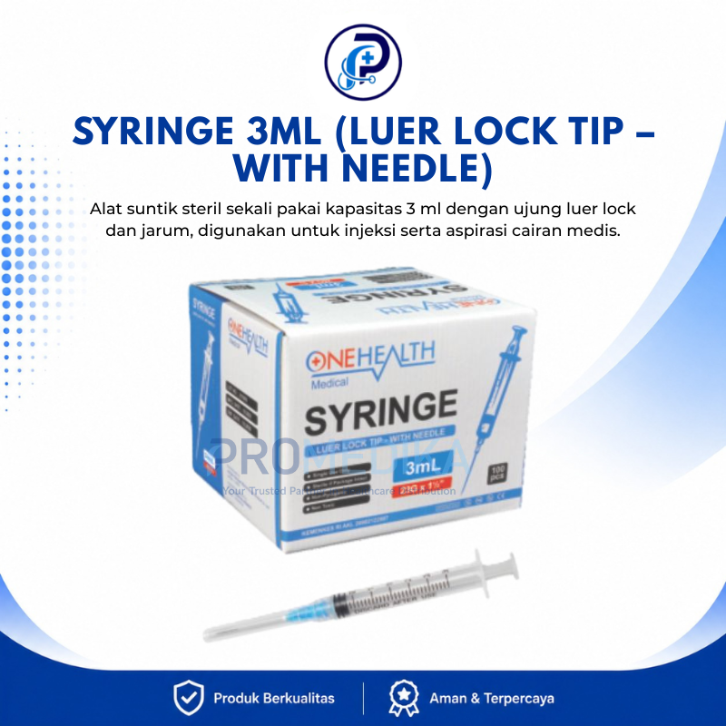 SYRINGE 3ML (LUER LOCK TIP – WITH NEEDLE)