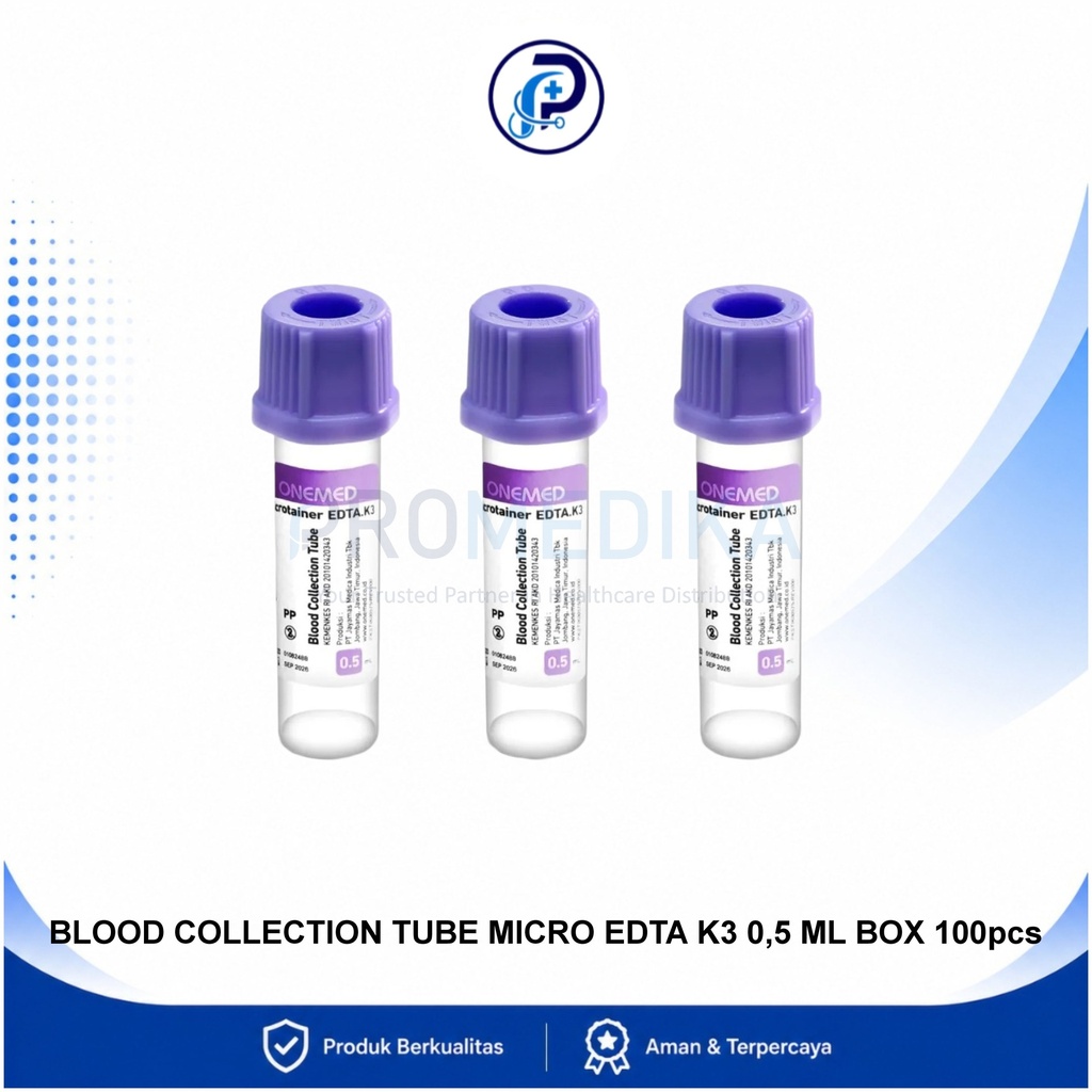 OneMed Tabung Darah Blood Collection Tube Micro EDTA K3 0.5 ml Isi 100 pcs