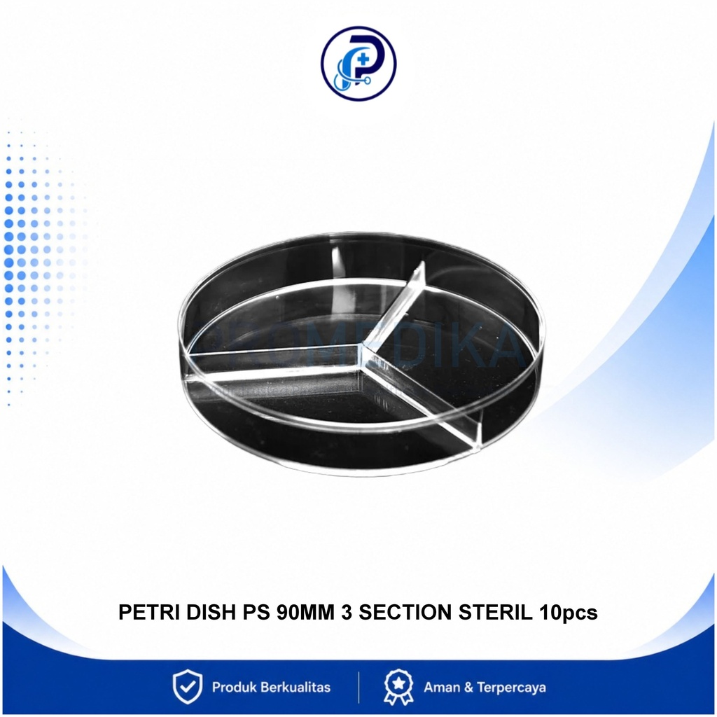 Petridish Plastik Steril 3 Bagian OneMed 90mm Pack Isi 10s