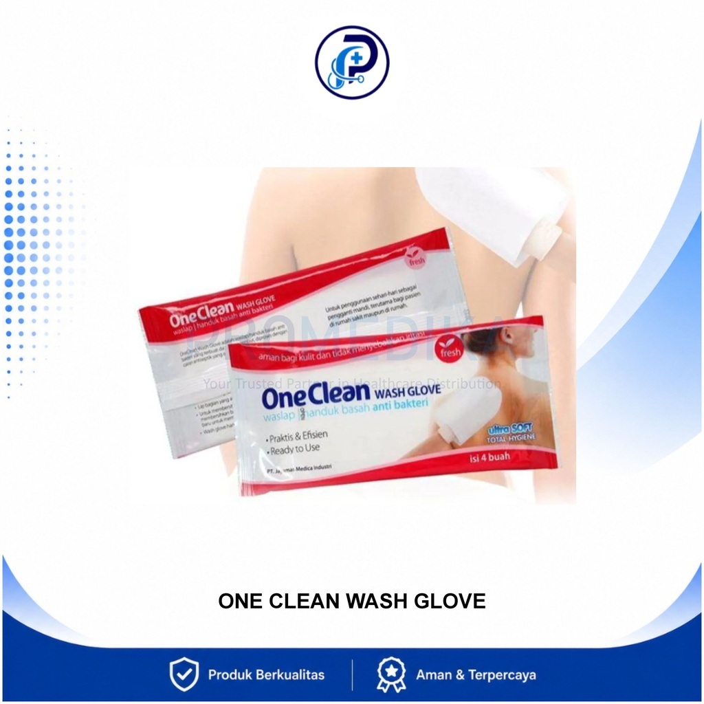 One Clean Wash Glove Waslap Handuk Basah Anti Bakteri OneMed Pak Isi 4