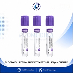 [OM-BMHP-00027] Tabung Darah Blood Collection Tube EDTA 3ml PET OneMed Isi 100 pcs