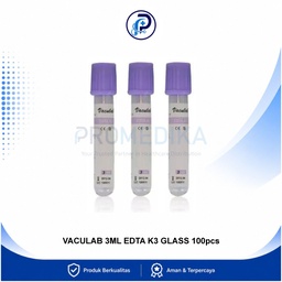 [OM-BMHP-00045] Tabung Darah VacuLab EDTA K3 3ml / 3cc Glass OneLab OneMed